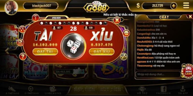 Không gian cá cược giải trí với trò chơi Tài xỉu Go88.