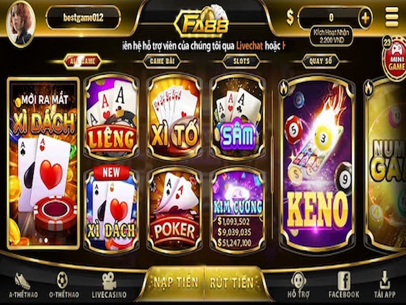Những tựa game bài FA88 tiêu biểu